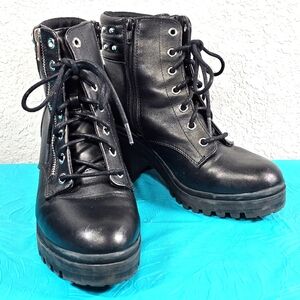 No Boundaries Women's Zip Accent Studded Hiker Boots Black 8W